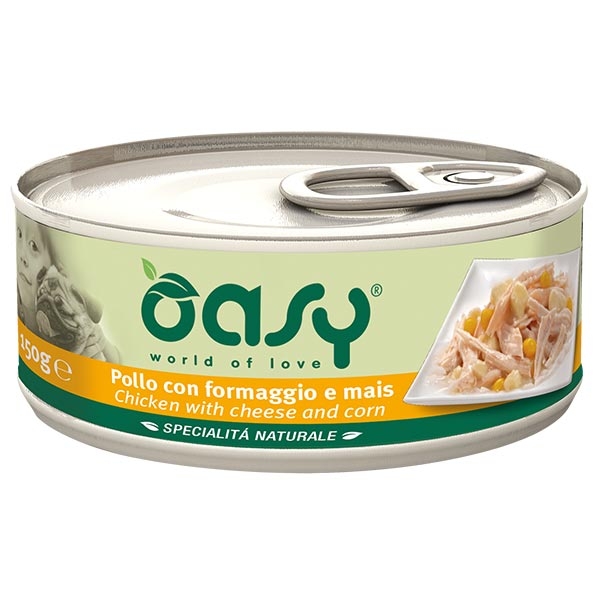 Oasy Cane Specialita' Naturali Adulto Pollo, Formaggio &amp; Mais 150 Gr