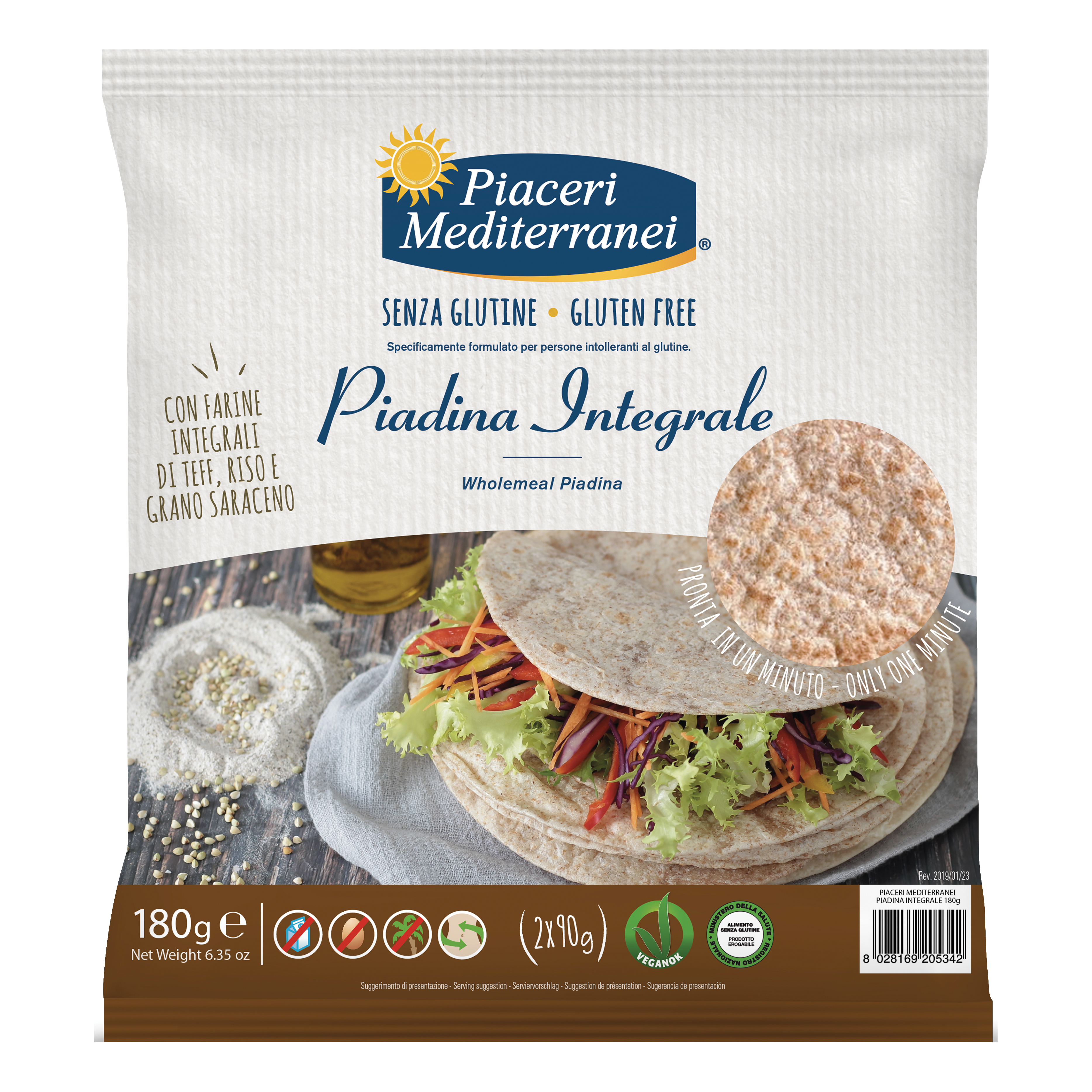 Piaceri Medit Piadina Integrale 180 G