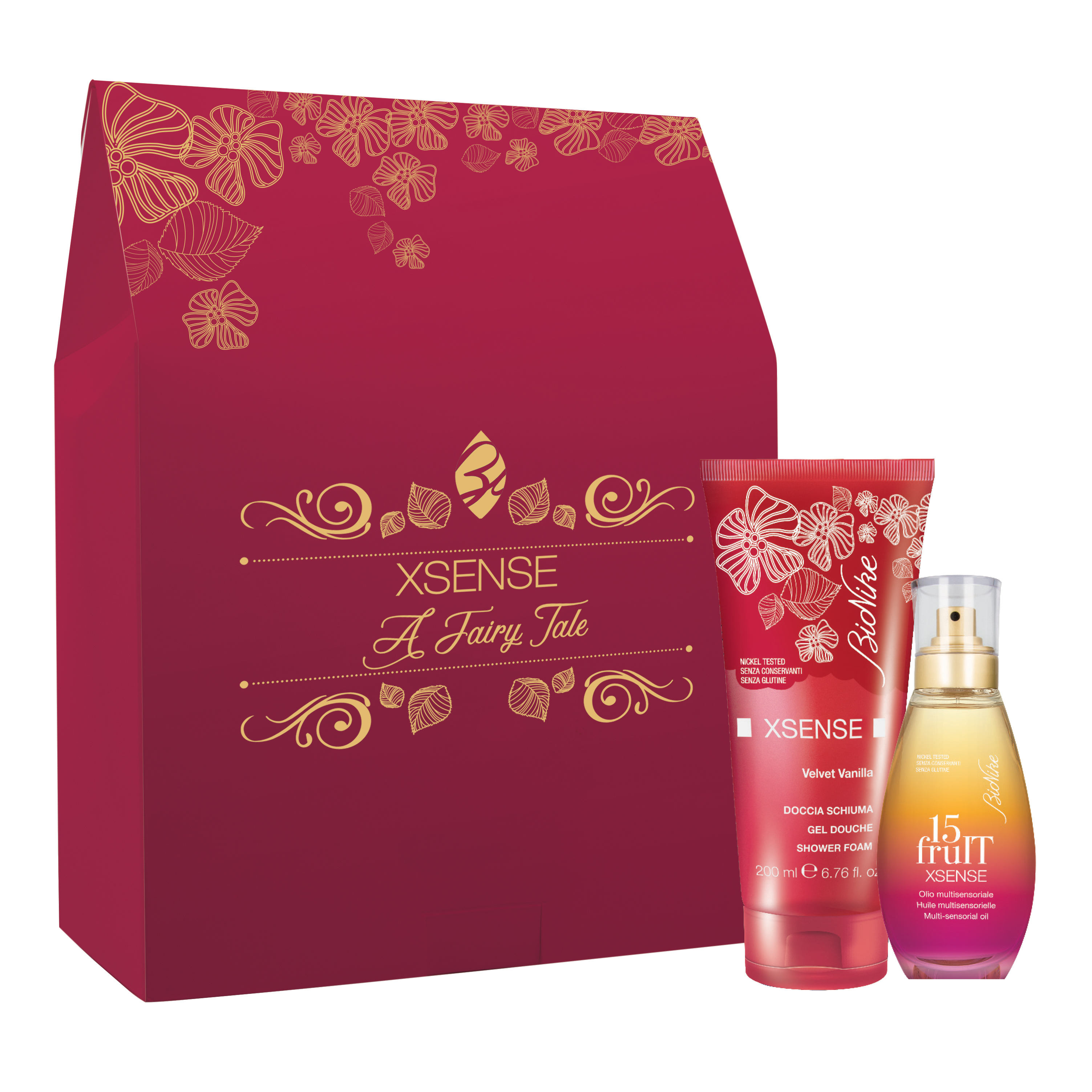 Xsense kit natale 2019 velvet vanilla 200 ml + 15 fruit olio multisensoriale 15 ml