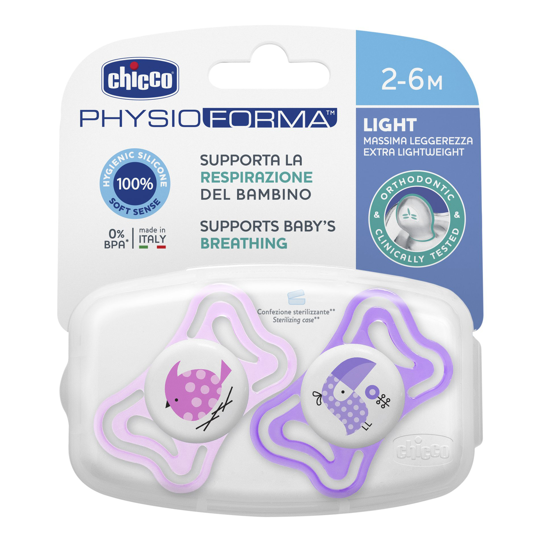 Chicco Succhietto light Girl Silicone 2m2pezzi