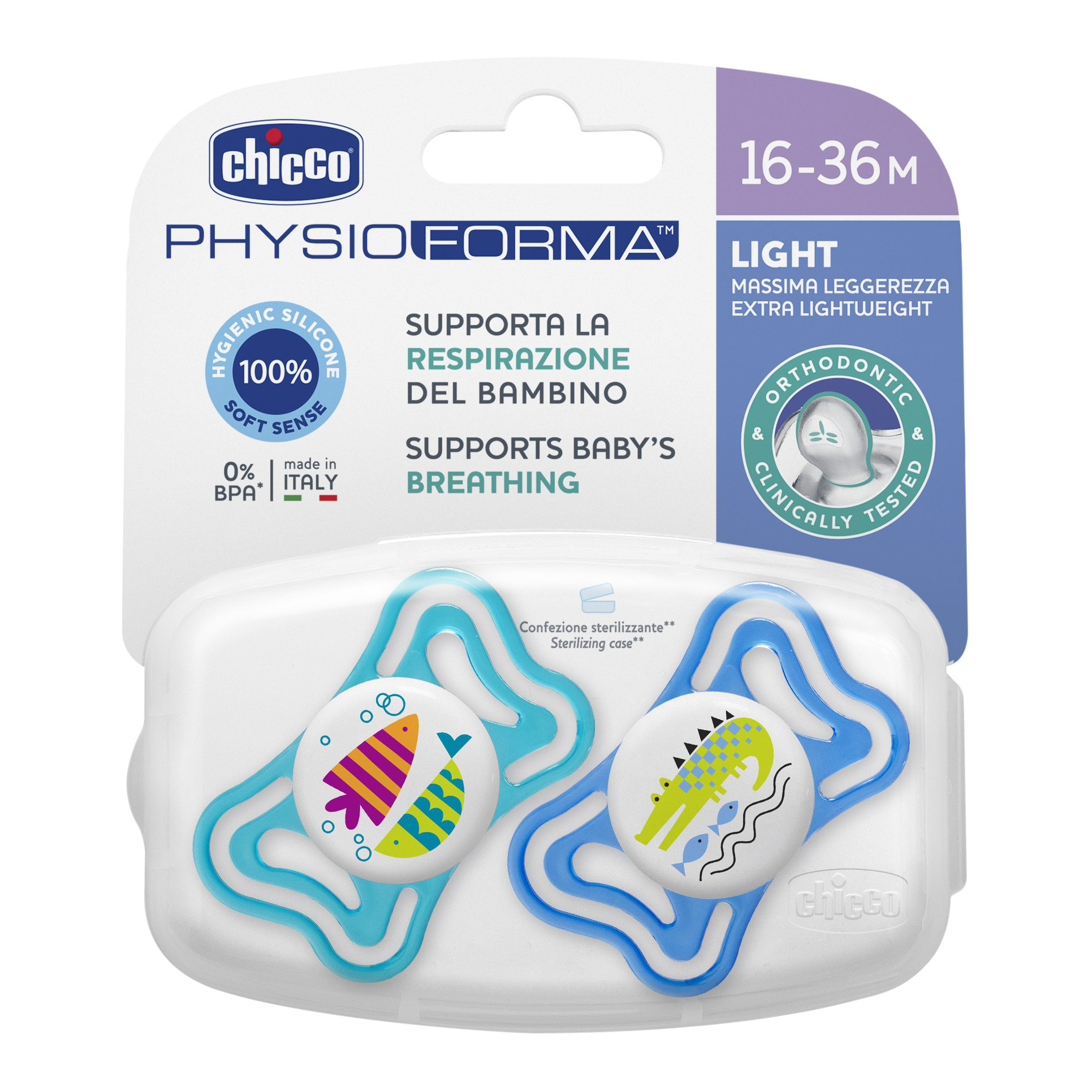 Chicco Succhietto Light Boy Silicone 16M 2Pezzi-image