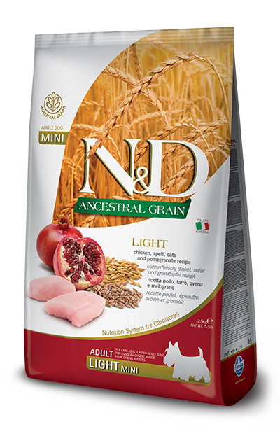N&amp;d ancestral dog chicken &amp; pomegranate light mini 2,5 kg