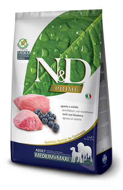 N&amp;d prime dog agnello &amp; mirtillo adult medium/maxi 2,5 kg
