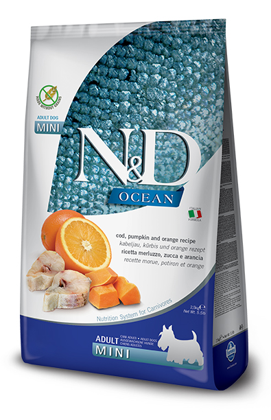 Farmina Cane N&amp;D Ocean Adulto Mini Merluzzo, Zucca &amp; Arancia 800 Gr