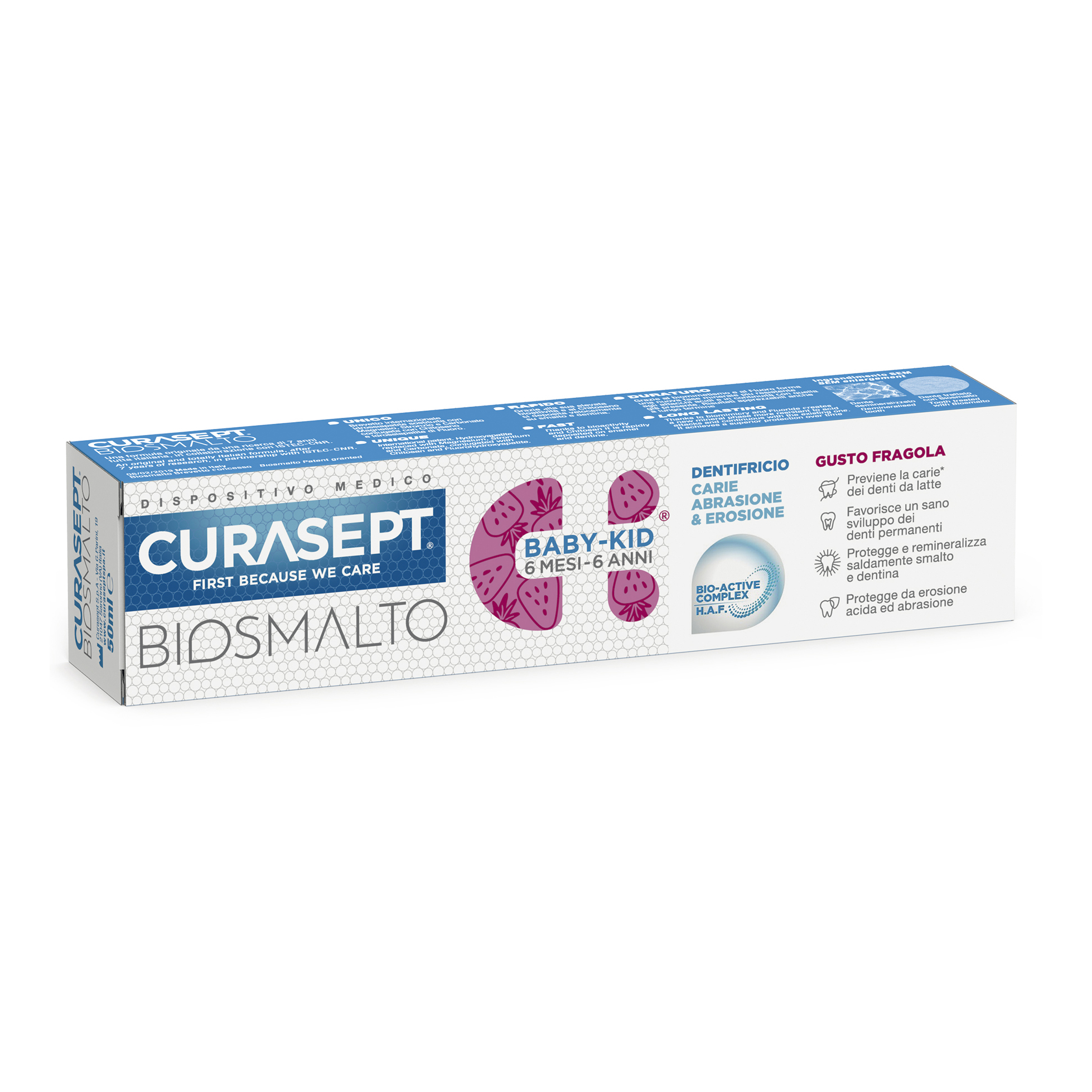 Curasept Biosmalto Baby Kid Dentifricio Alla Fragola 50ml 6mesi 