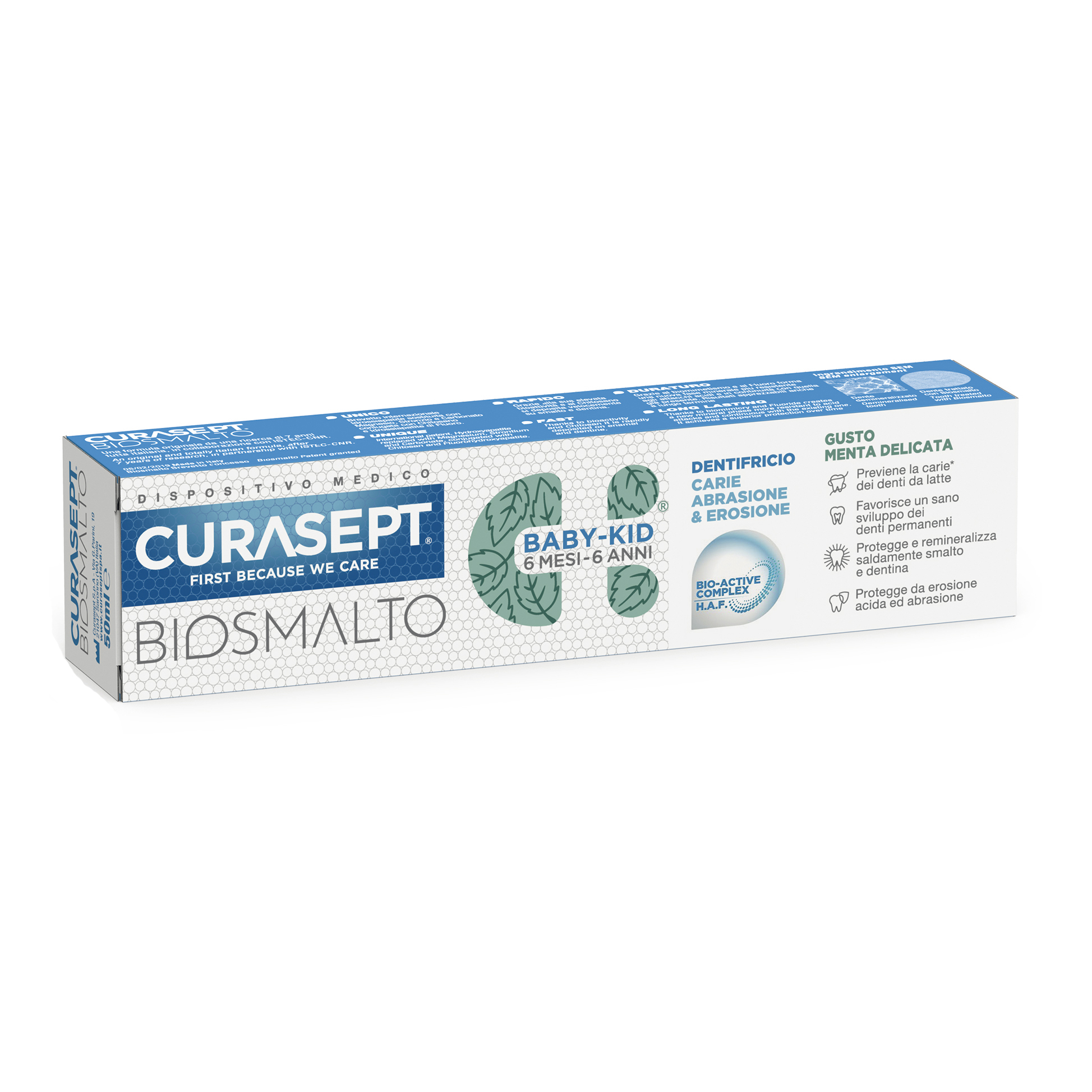Curasept Dentifricio Biosmalto Baby Kid Menta 50ml