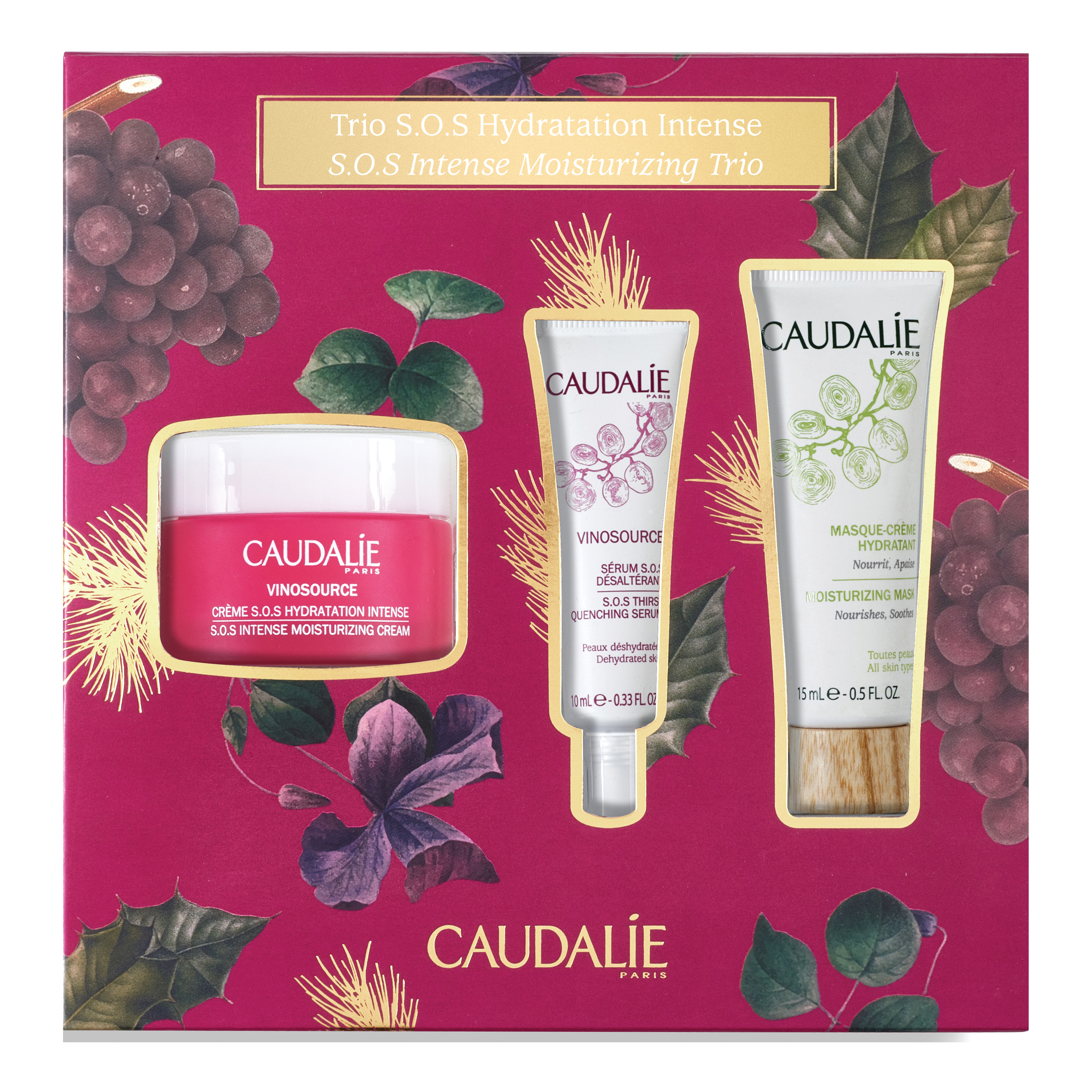 Vinosource cofanetto crema sos 2019 crema sos 50 ml + siero 10 ml + maschera viso idratante 15 ml
