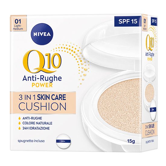 Nivea q10 plus anti-rughe 3 in 1 skin care cushion light - medium 15 ml