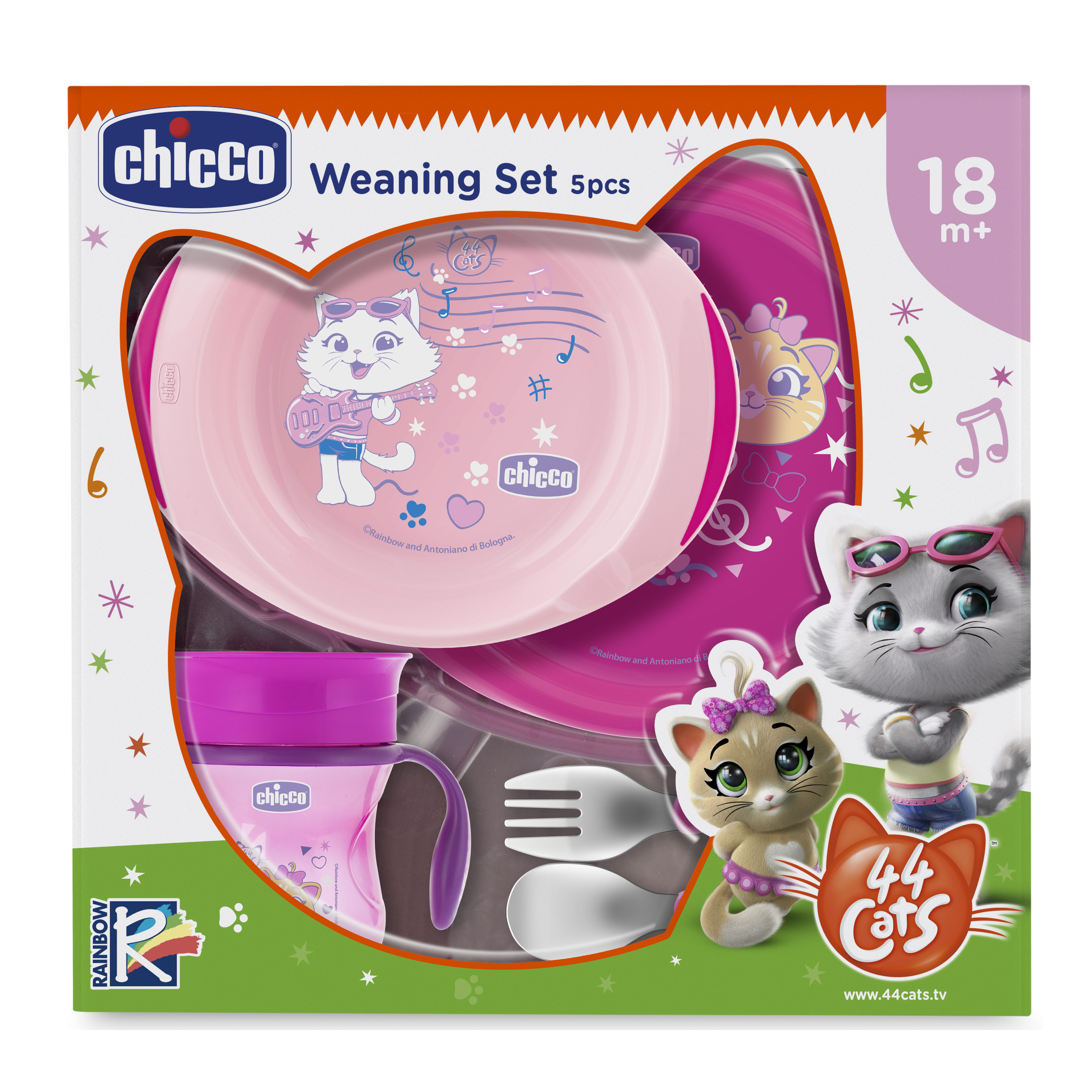 Chicco Set Pappa Rosa 44Gatti 18M+ Chicco Set Pappa Rosa 44Gatti 18M+