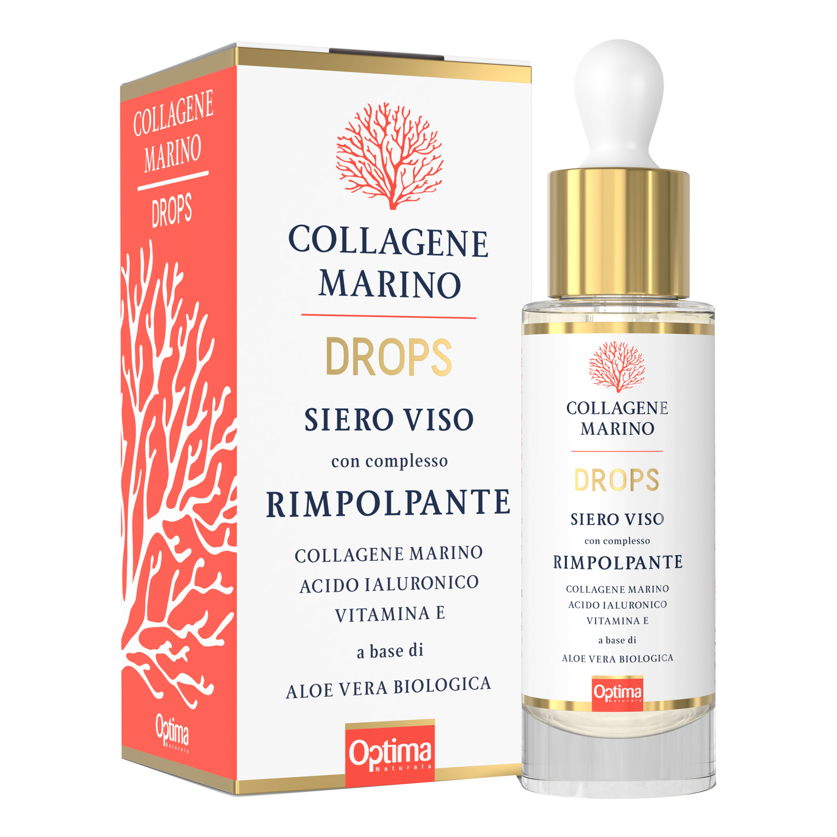 Optima Naturals Collagene Marino Drops Siero Viso Rimpolpante 30 ml