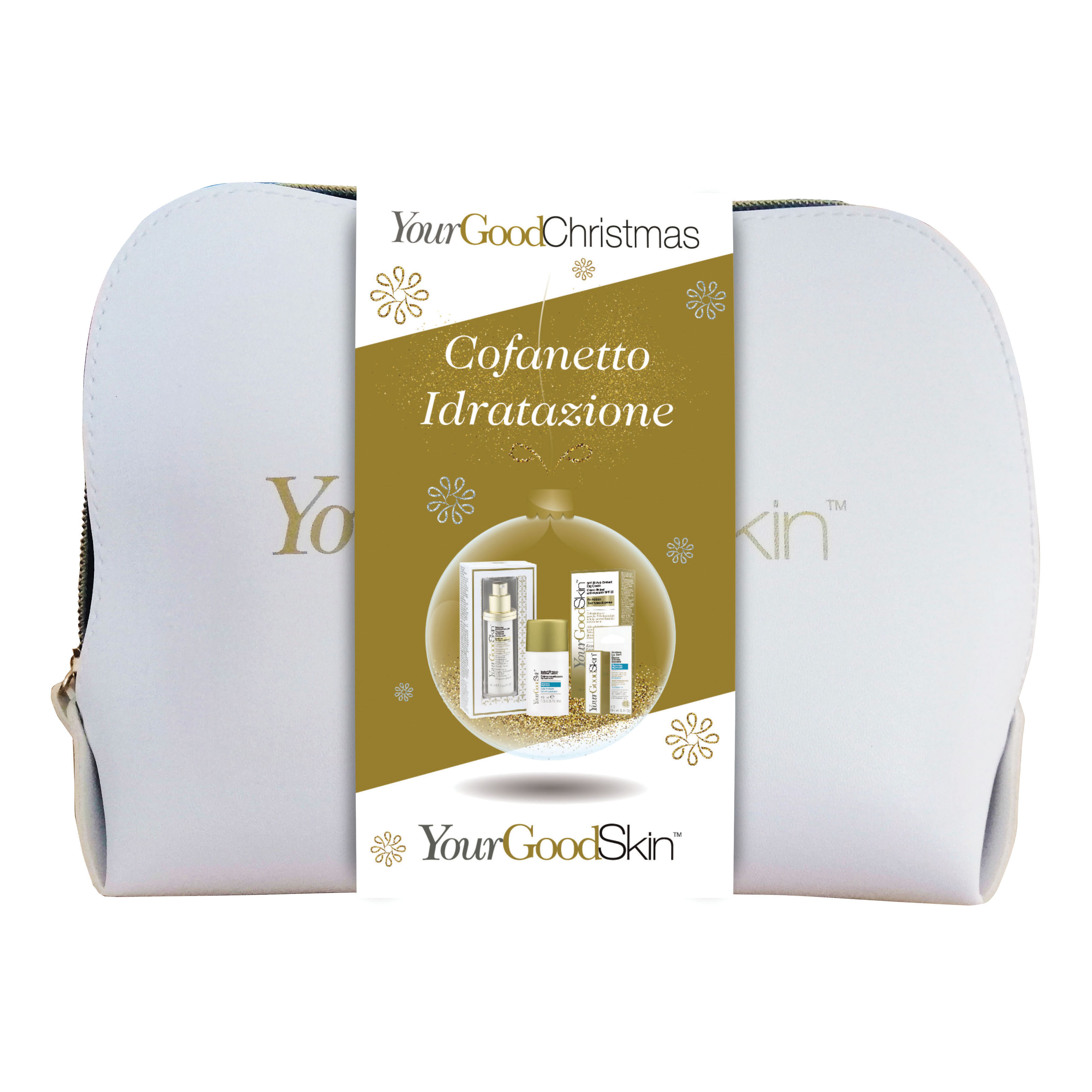Ygs cofanetto idratazione crema idratante sollievo immediato + balsamo labbra lenitivo + concentrato riequilibrante pelle + crema giorno antiossidante spf30 + pochette in omaggio