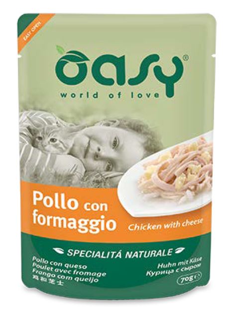 Oasy Gatto Specialita' Naturali In Busta Adulto Pollo &amp; Formaggio 70 Gr