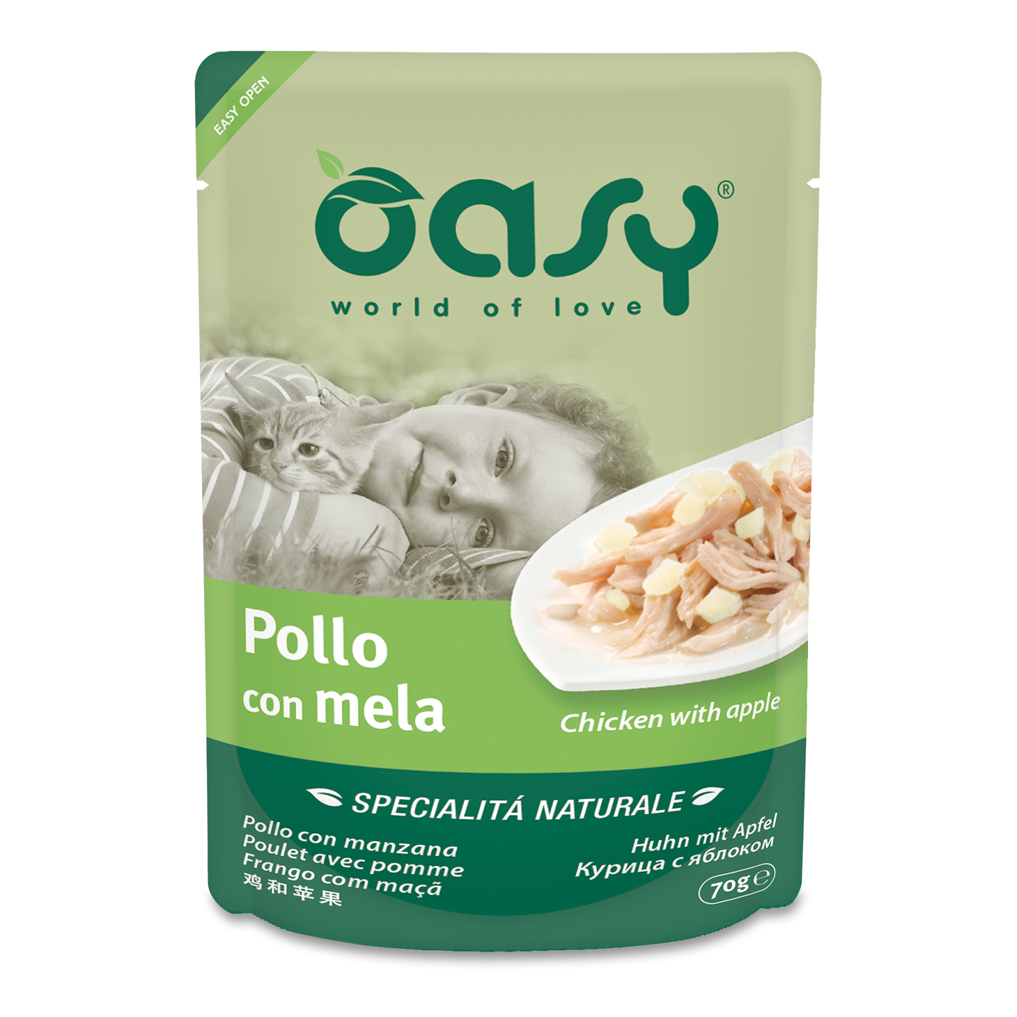 Oasy Gatto Specialita' Naturali In Busta Adulto Pollo &amp; Mela 70 Gr