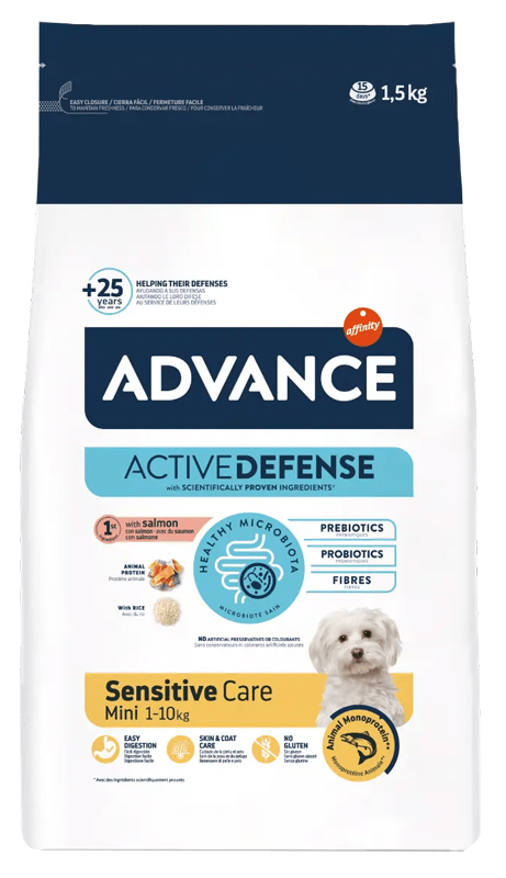 Advance diets dog sensitive care mini salmon &amp; rice 1,5 kg