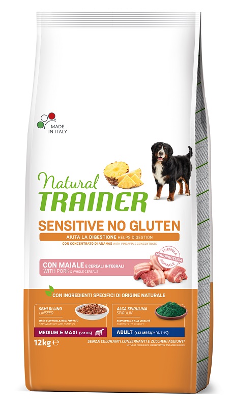 Natural Trainer Sensitive No Gluten Cibo per Cani Adulti con Maiale - 12kg
