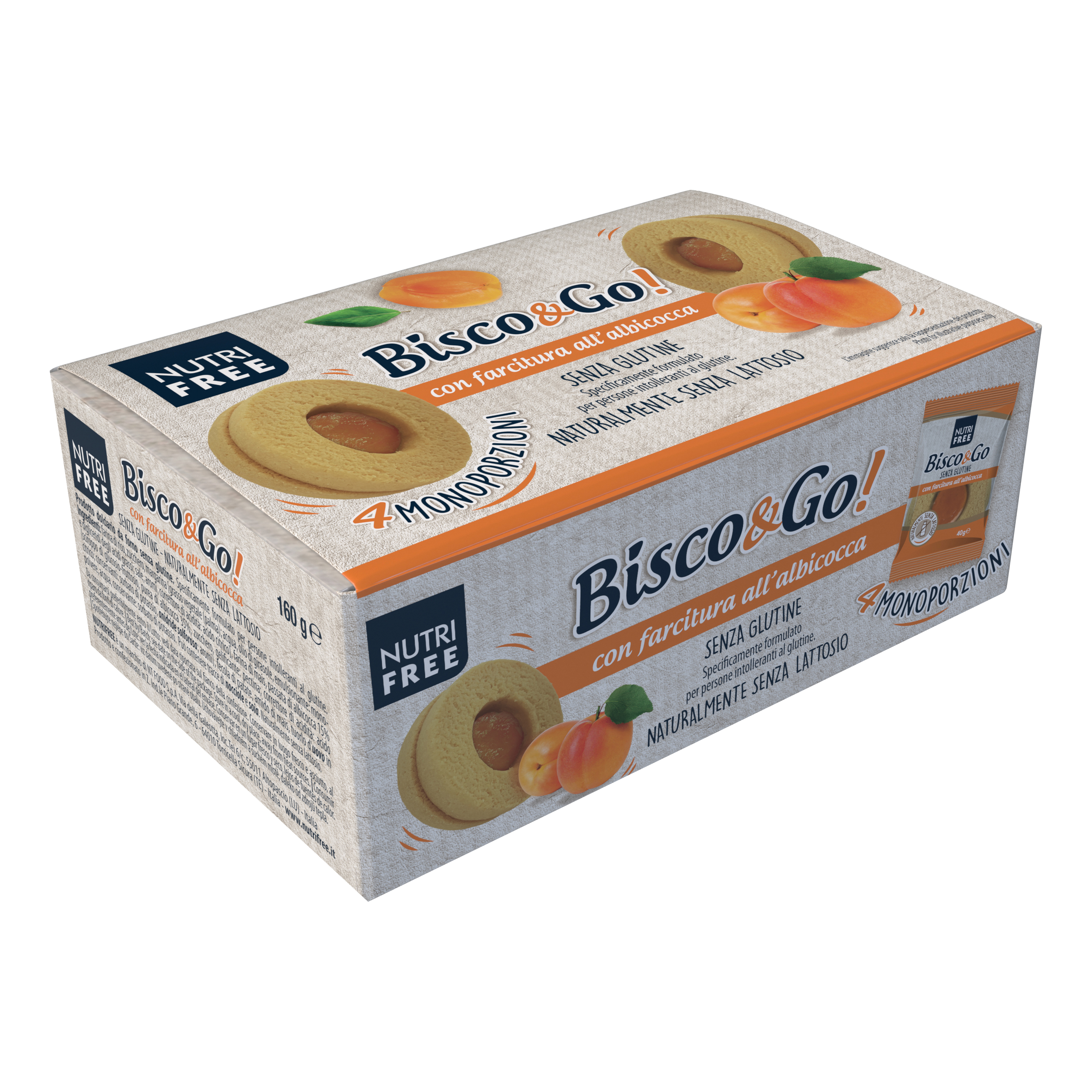 Nutrifree bisco&amp;go con farcitura all'albicocca 4x40 g