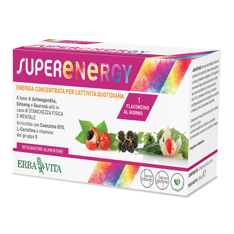 Erba Vita Energia e Memoria Super Energy Integratore 10 Flaconcini