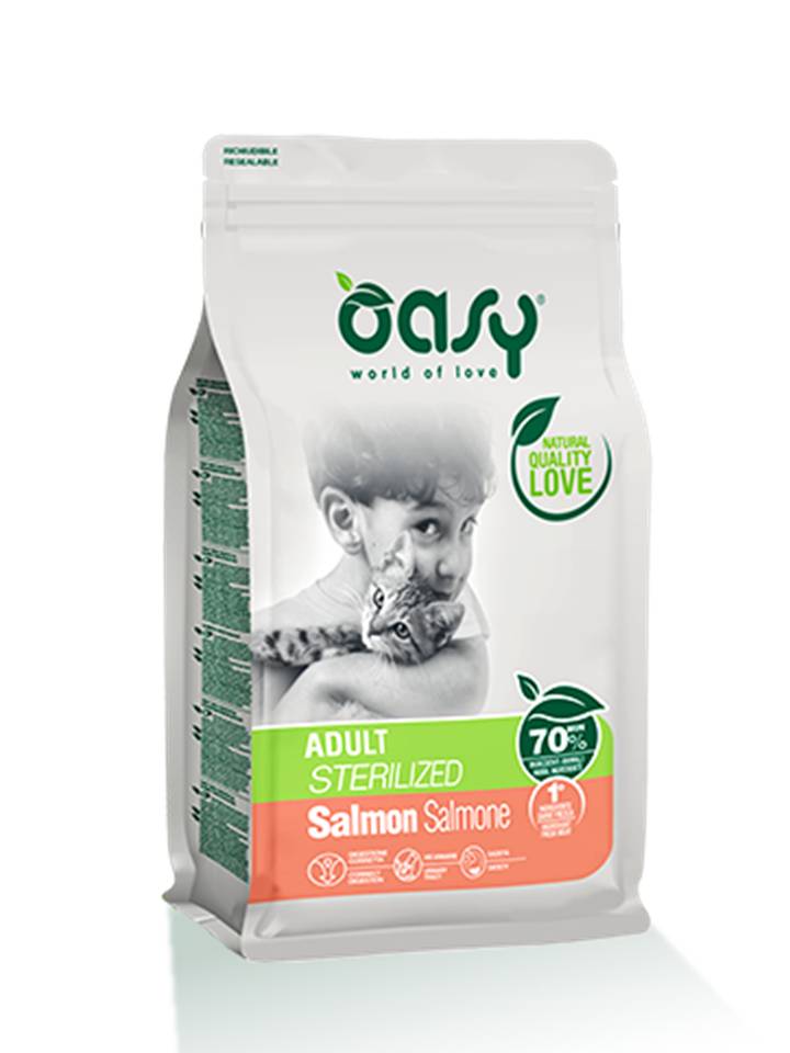Oasy Gatto Lifestage Adulto Sterilizzato Salmone 300 Gr New Pack