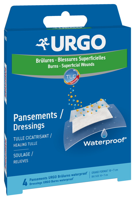 Urgo ustioni superficiali waterproof 10 x 7 cm 4 pezzi