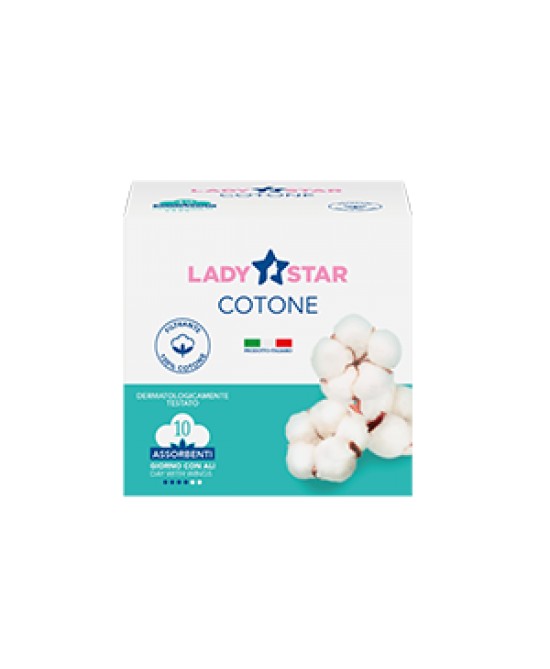 Assorbenti esterni ladystar cotone giorno ali 10 pezzi