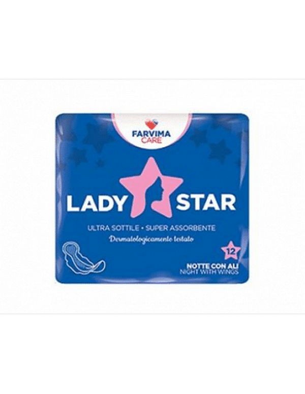 Assorbenti esterni ladystar 100%cotone bio notte ali 10 pezzi