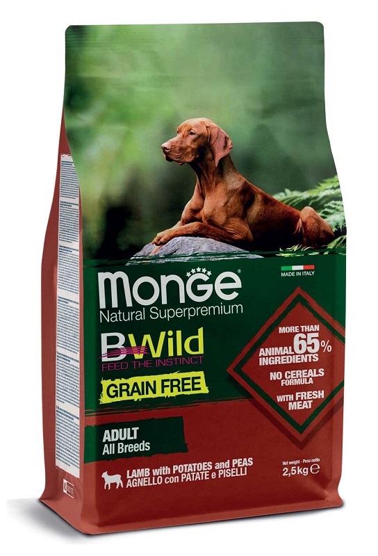 Monge Grain Free All Breeds Adult Agnello Con Patate E Piselli 2,5 Kg