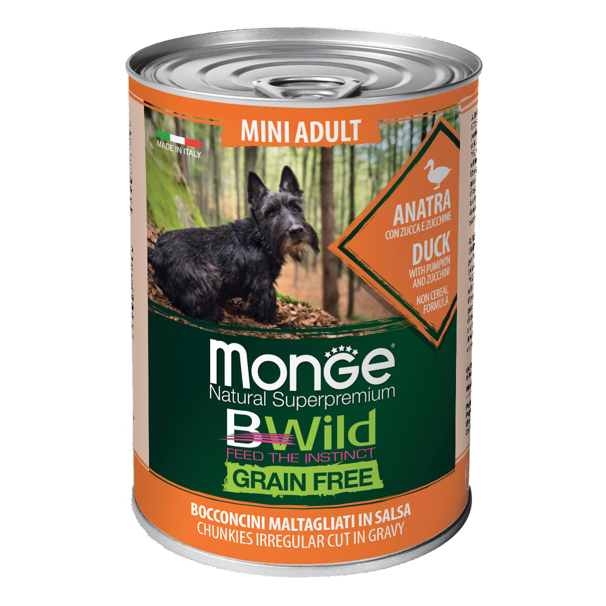Monge Grain Free Mini Adult Anatra Con Zucca E Zucchine 400 G