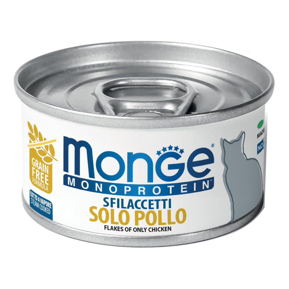 Monge Gatto Monoprotein Lattina Adulto Sfilaccetti Solo Pollo 80 Gr