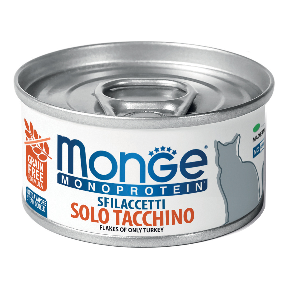 Monge Gatto Monoprotein Lattina Adulto Sfilaccetti Solo Tacchino 80 Gr