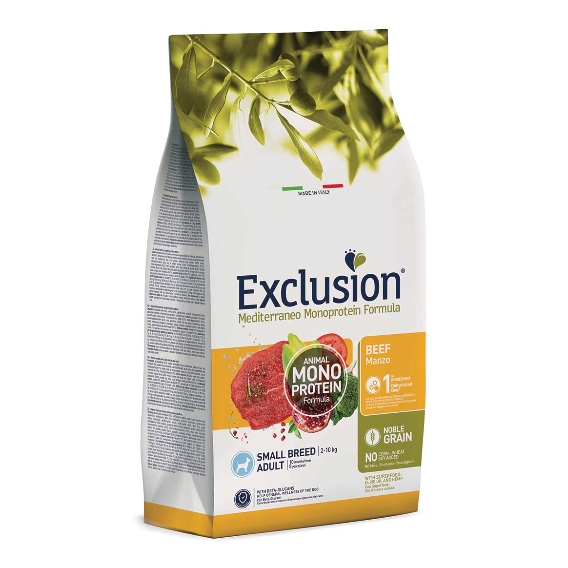 Exclusion Cane Mediterraneo Adulto Small Manzo 500 Gr