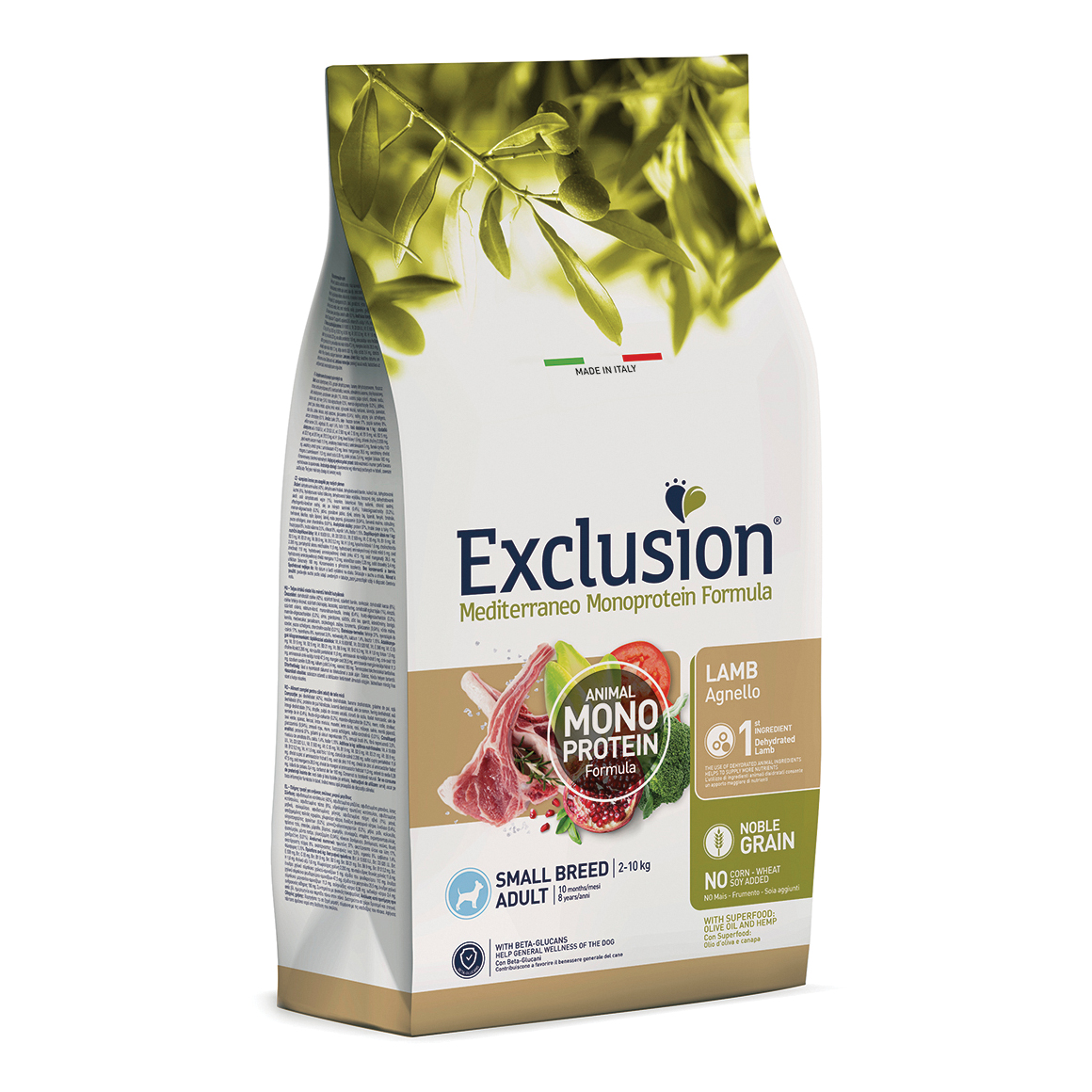 Exclusion Cane Mediterraneo Adulto Small Agnello 500 Gr Temporaneamente Mancante Dall'Azienda Produttrice