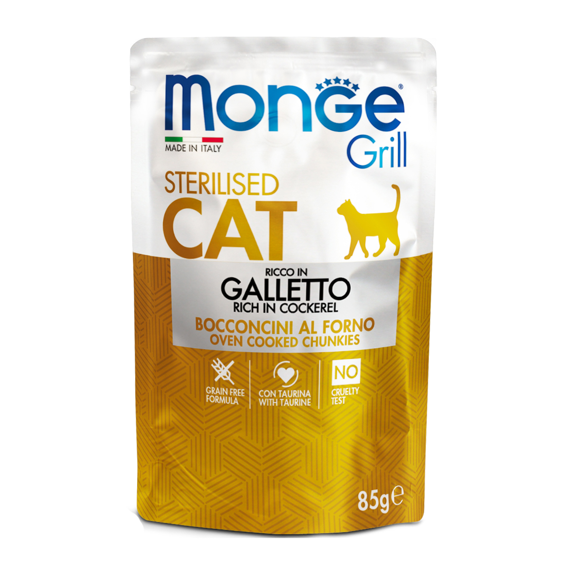 Monge Gatto Grill Busta Adulto Sterilizzato Galletto 85 Gr