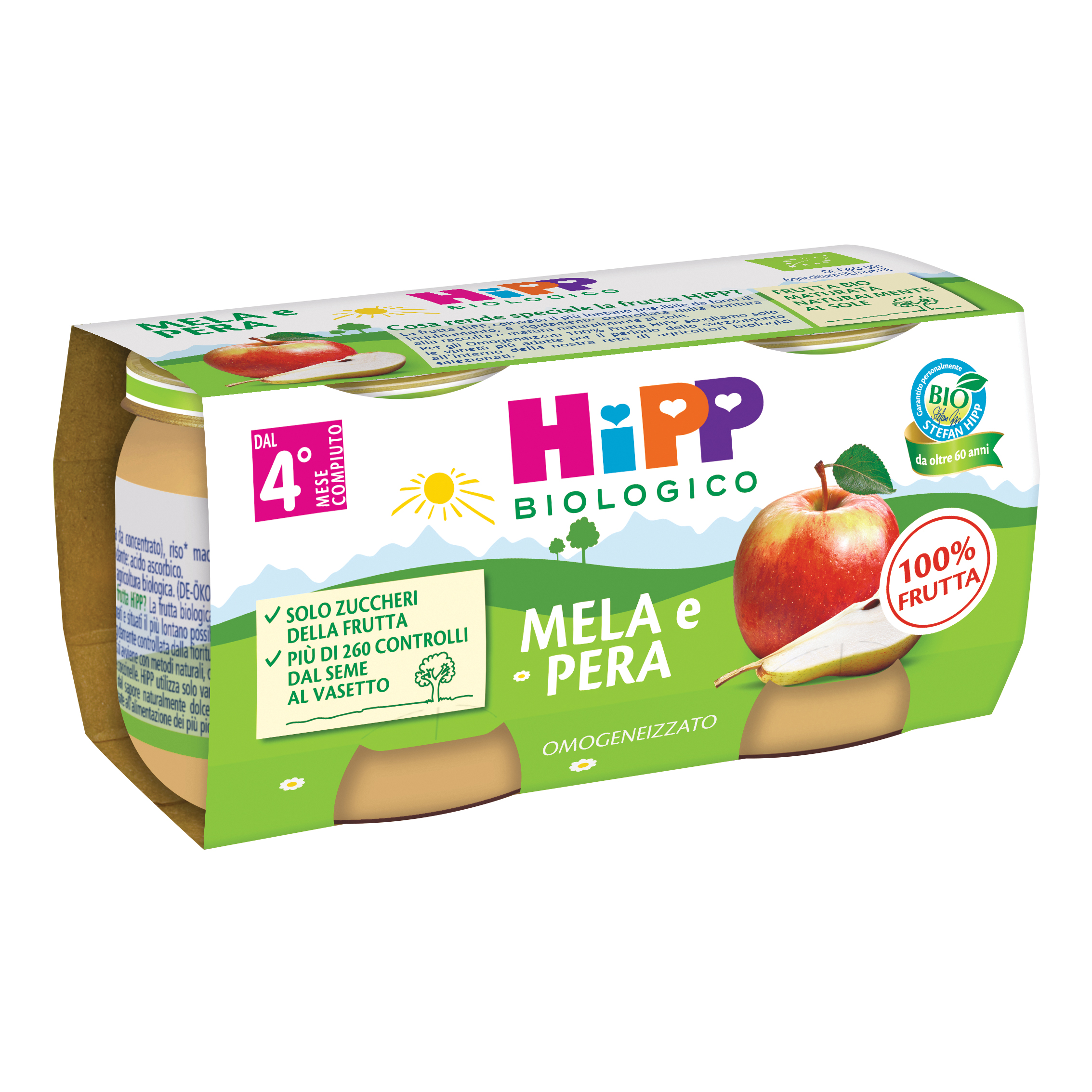 Hipp omogeneizzato mela/pera 2 x 80 g