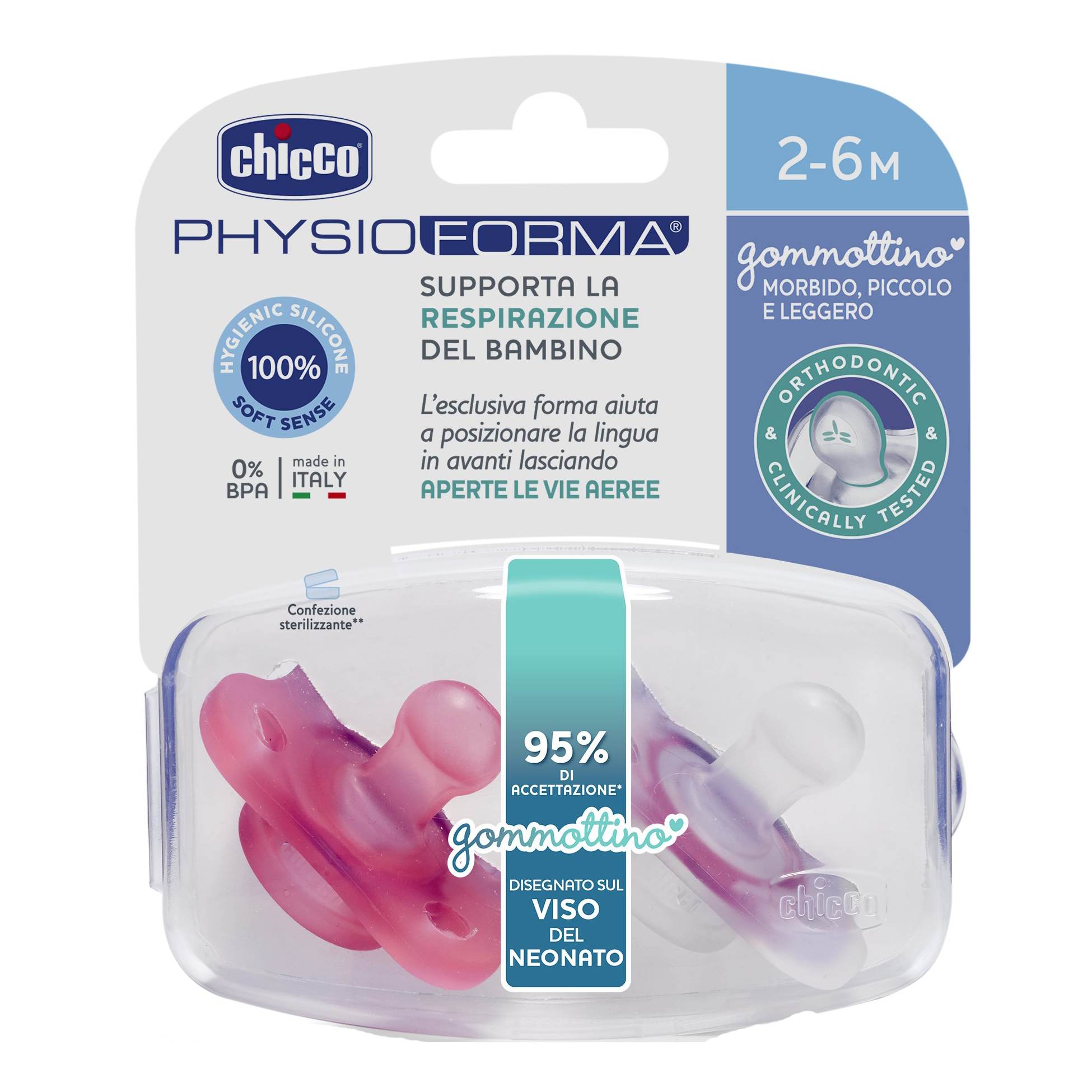 Chicco Gommottino PhysioForma Rosa Silicone 2 6 Mesi 2 Pezzi