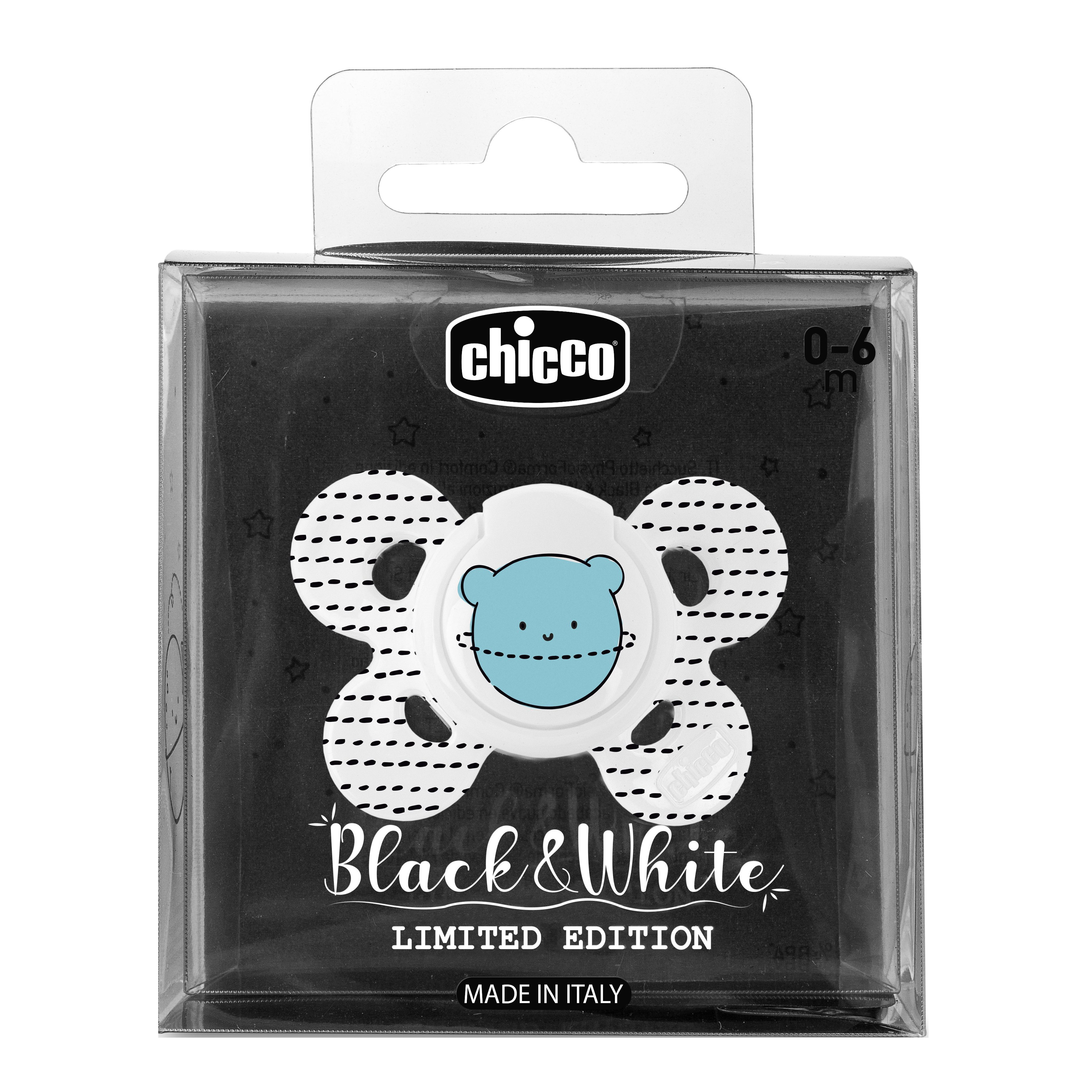 Chicco Succhietto Comfort Black&White Silicone 0-6M