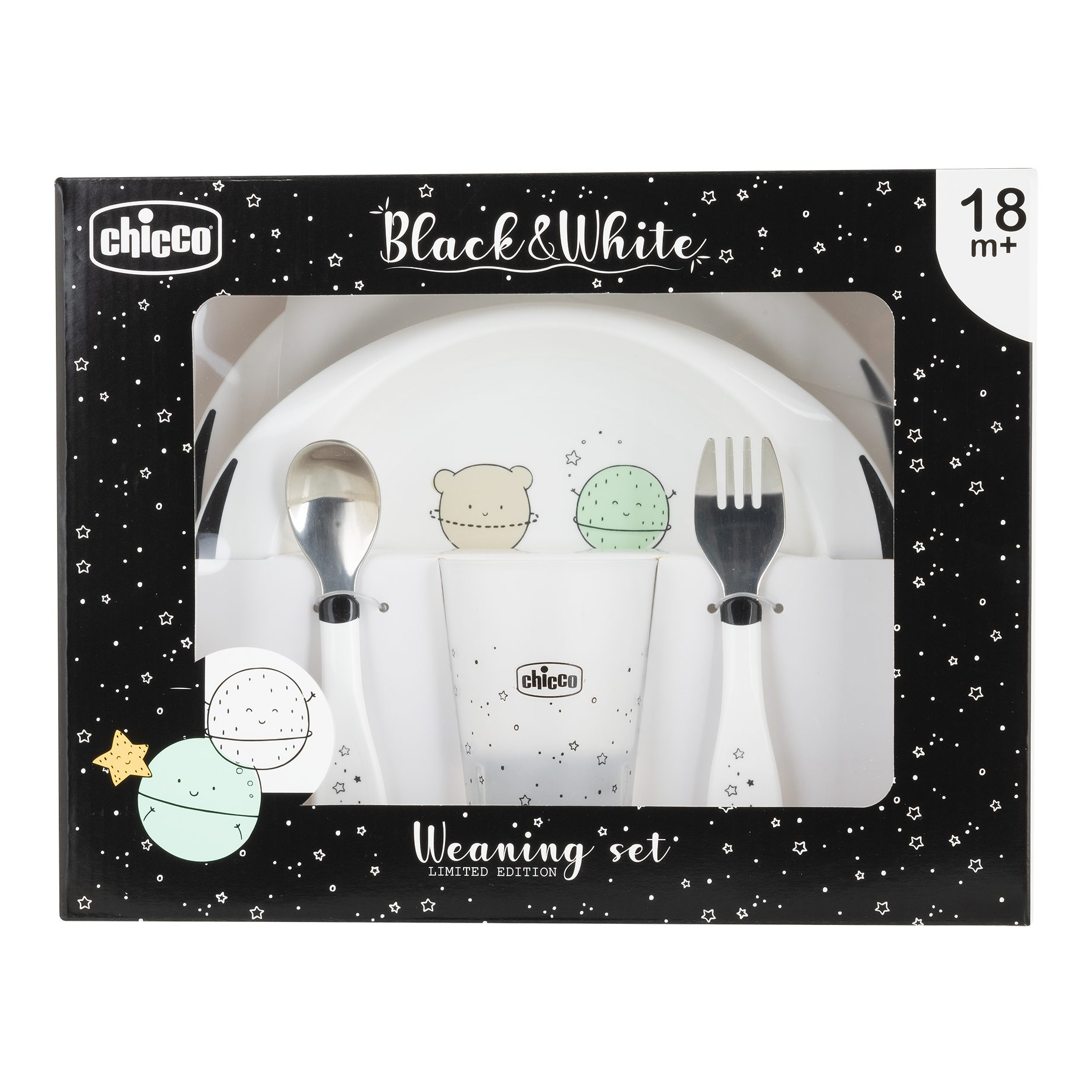 Chicco set pappa black&amp;white 18m+ planets