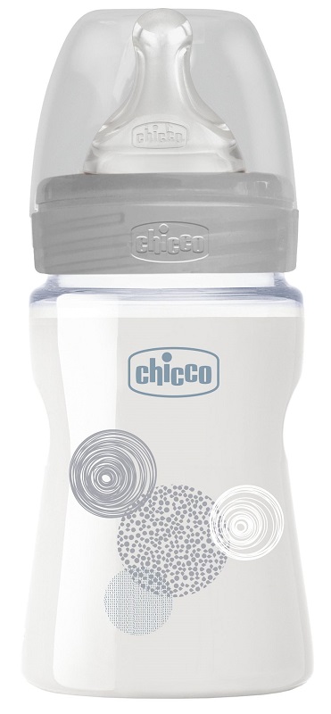 Chicco biberon wb vetro unisex da 150 ml lento silicone