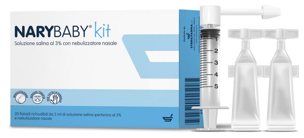 Nary Baby kit soluzione salina al 3% con nebulizzatore nasale 20 fialoidi 5ml