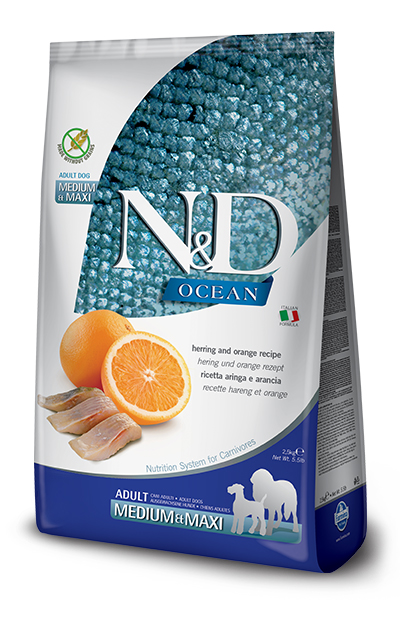 N&amp;d ocean dog herring&amp;orange adult medium maxi 12 kg