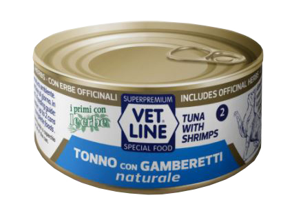 Vet line per gatto tonno naturale+gamberetti 70 g