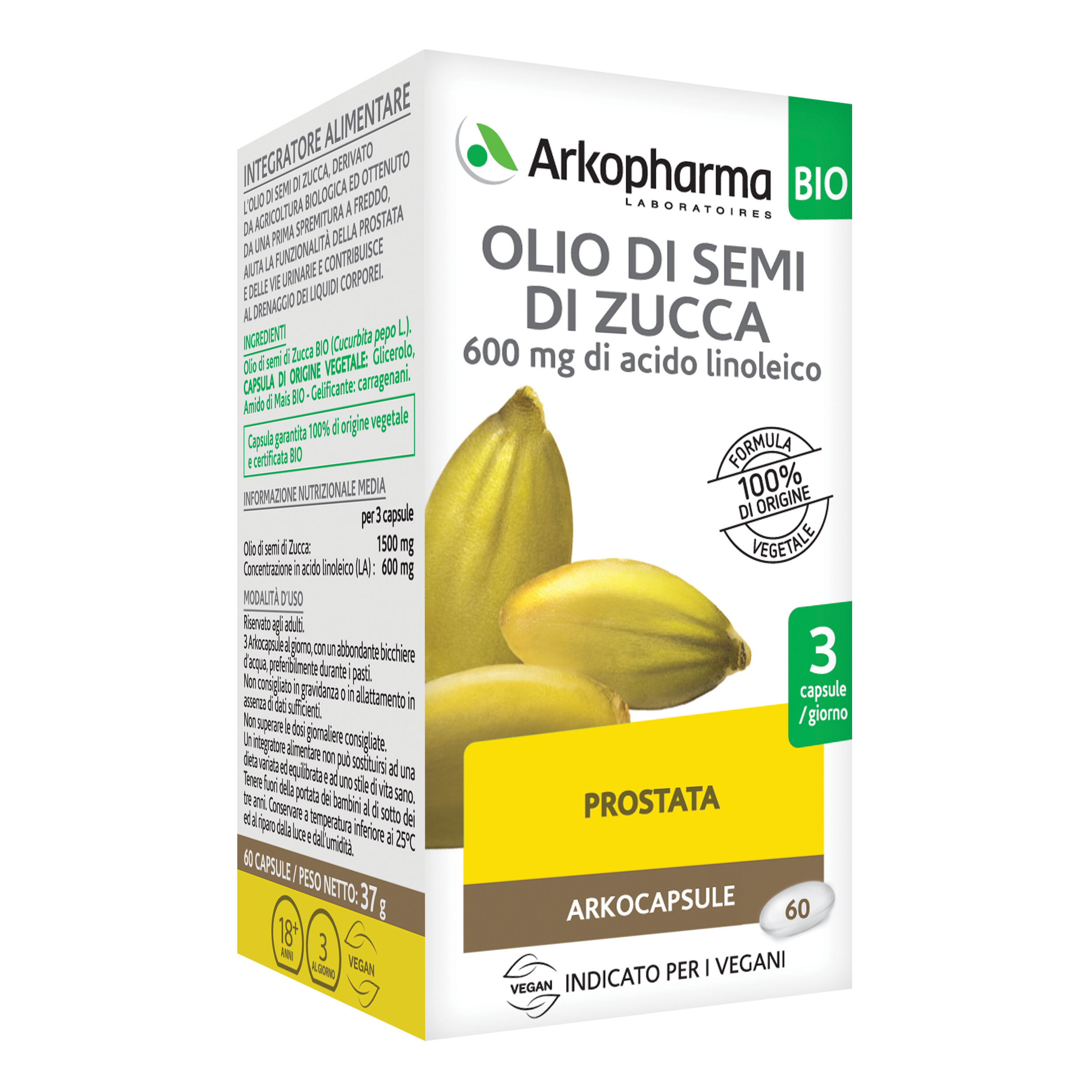 Arkopharma Olio Di Semi Di Zucca 60 Capsule