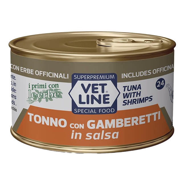 Vet line gatto tonno/gamberi salsa 70 g