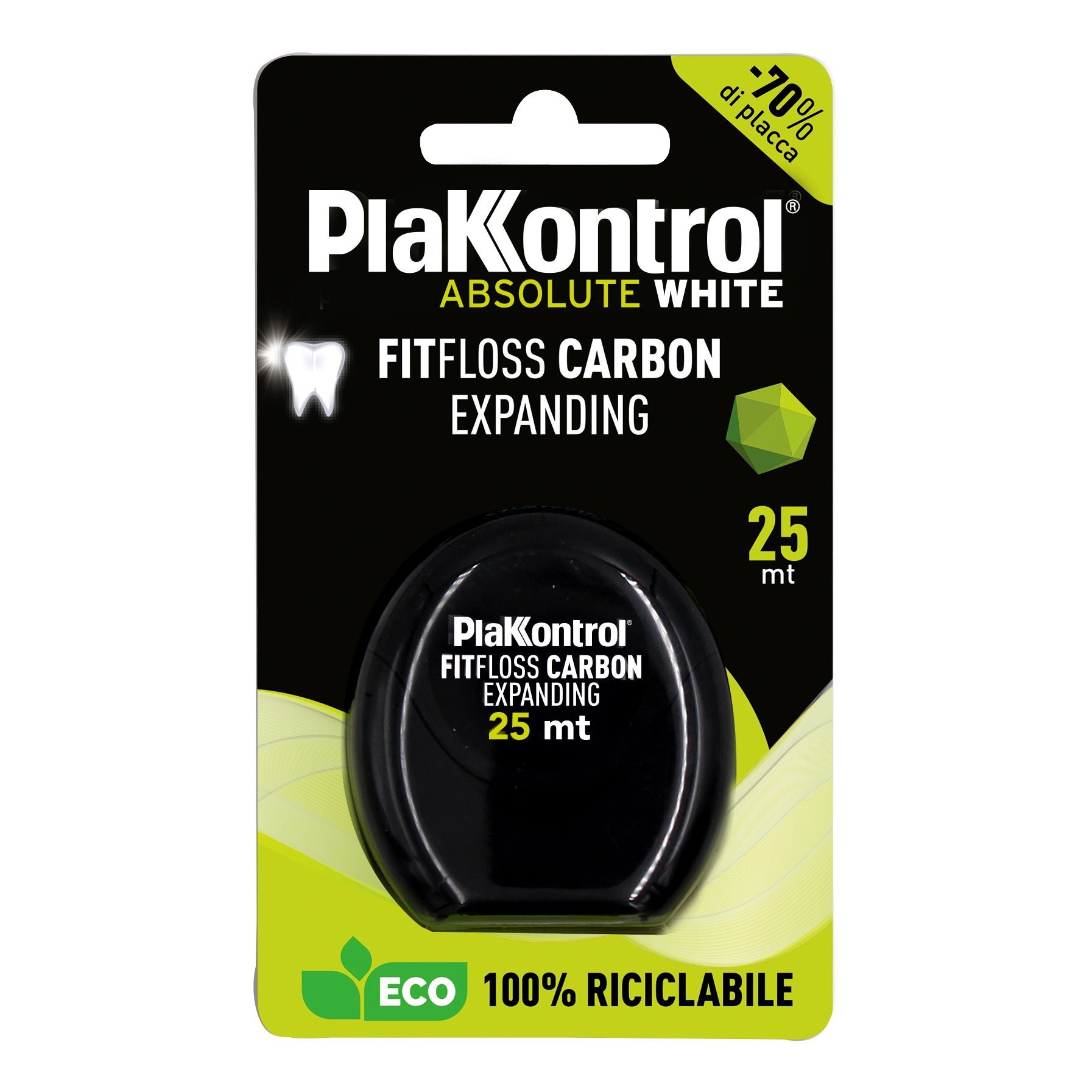 Plakkontrol fit floss carbon expanding filo interdentale 25 metri