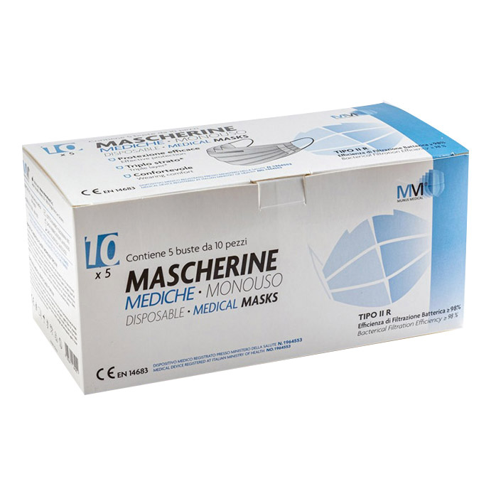 Mascherina chirurgica munus medical tipo iir 5 buste da 10 pezzi