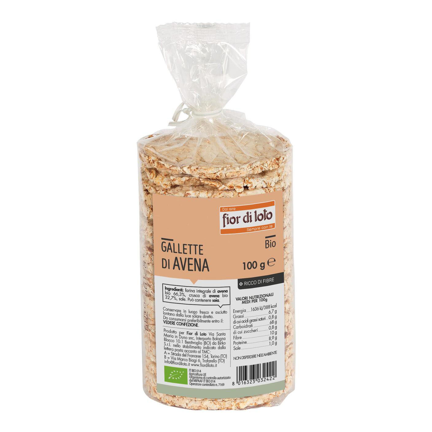 Fior di loto gallette di avena 99% 100 g
