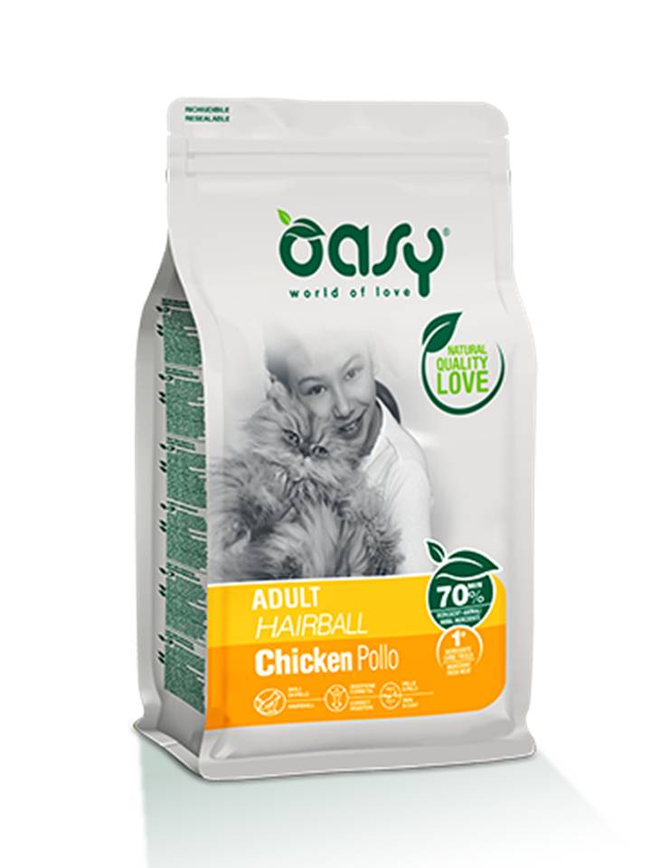 Oasy Gatto Lifestage Adulto Hairball Pollo 300 Gr New Pack