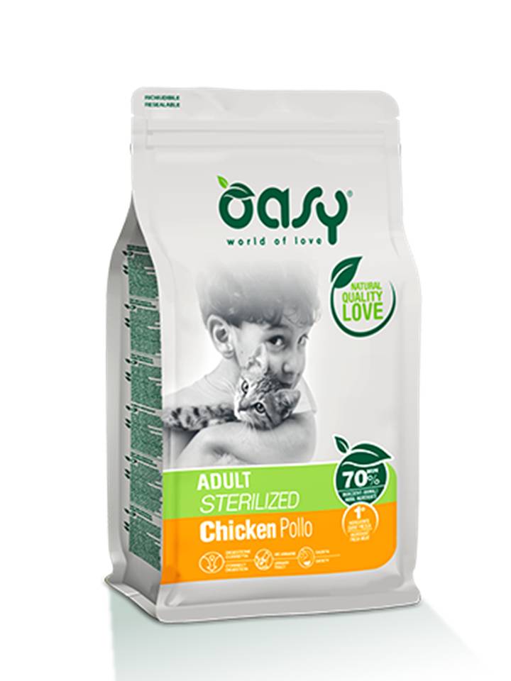 Oasy Gatto Lifestage Adulto Sterilizzato Pollo 7,5 Kg New Pack