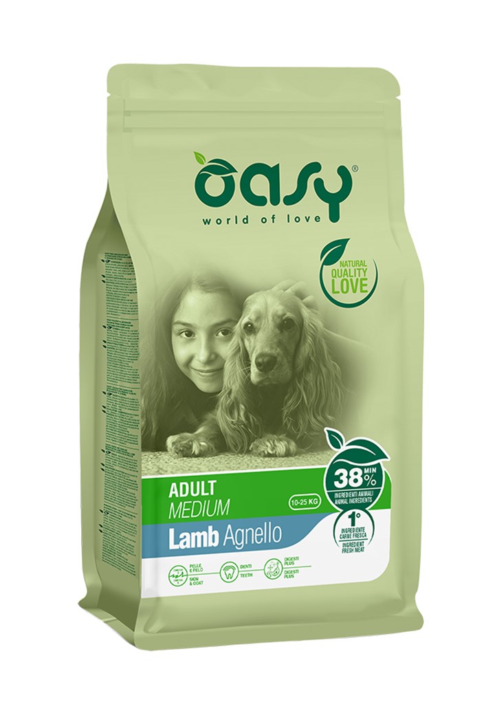 Oasy Cane Lifestage Adulto Medium Agnello 12 Kg New Pack