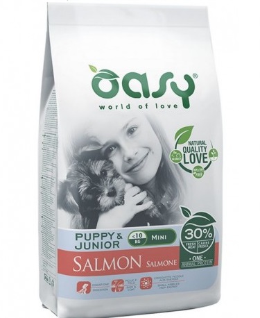 Oasy Cane Oap Puppy&amp;Junior Small&amp;Mini Salmone 2,5 Kg New Pack