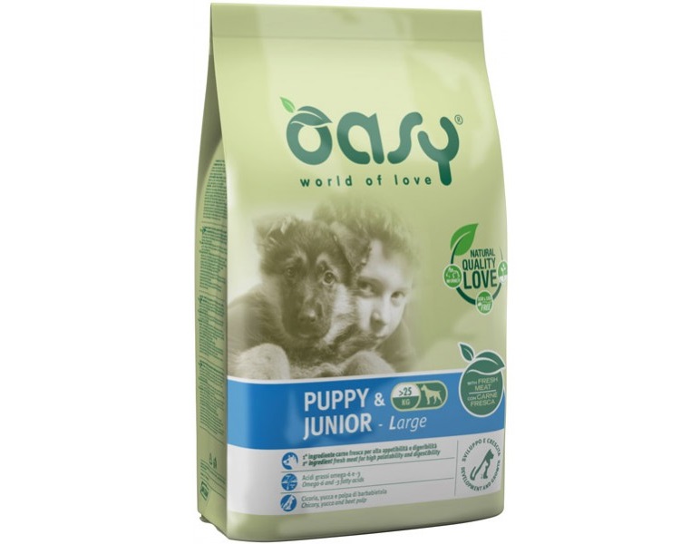 Oasy Cane Lifestage Puppy&amp;Junior Large Pollo 12 Kg New Pack